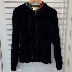 Alberto Makali Reversible Black Velvet Out Vibrant Inside Full Zip Hooded Jacket